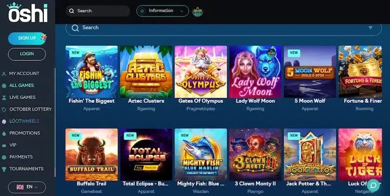 Oshi Casino online slots for new players