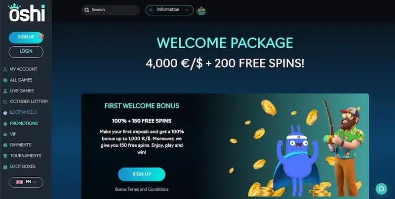 Oshi Casino new player welcome bonus