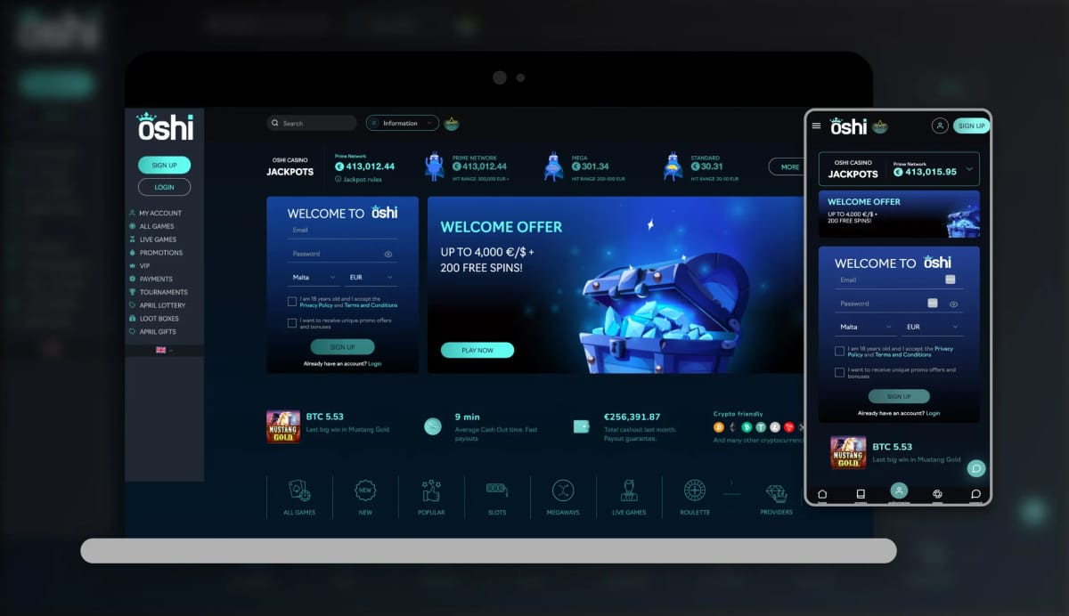 New player welcome to Oshi Casino