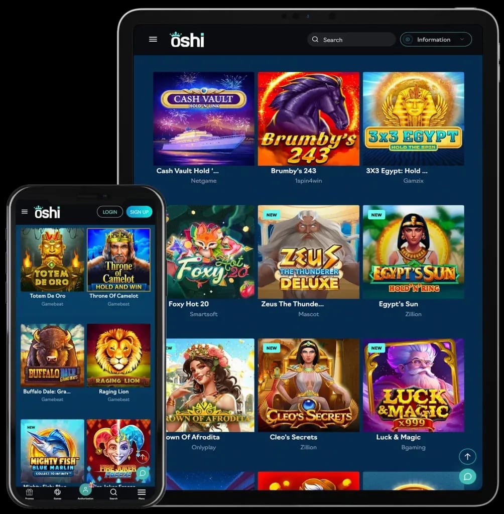 Oshi Casino mobile slots app for beginners.
