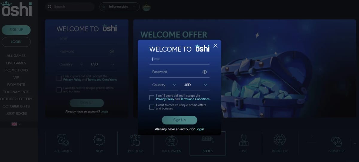 New casino player registration process